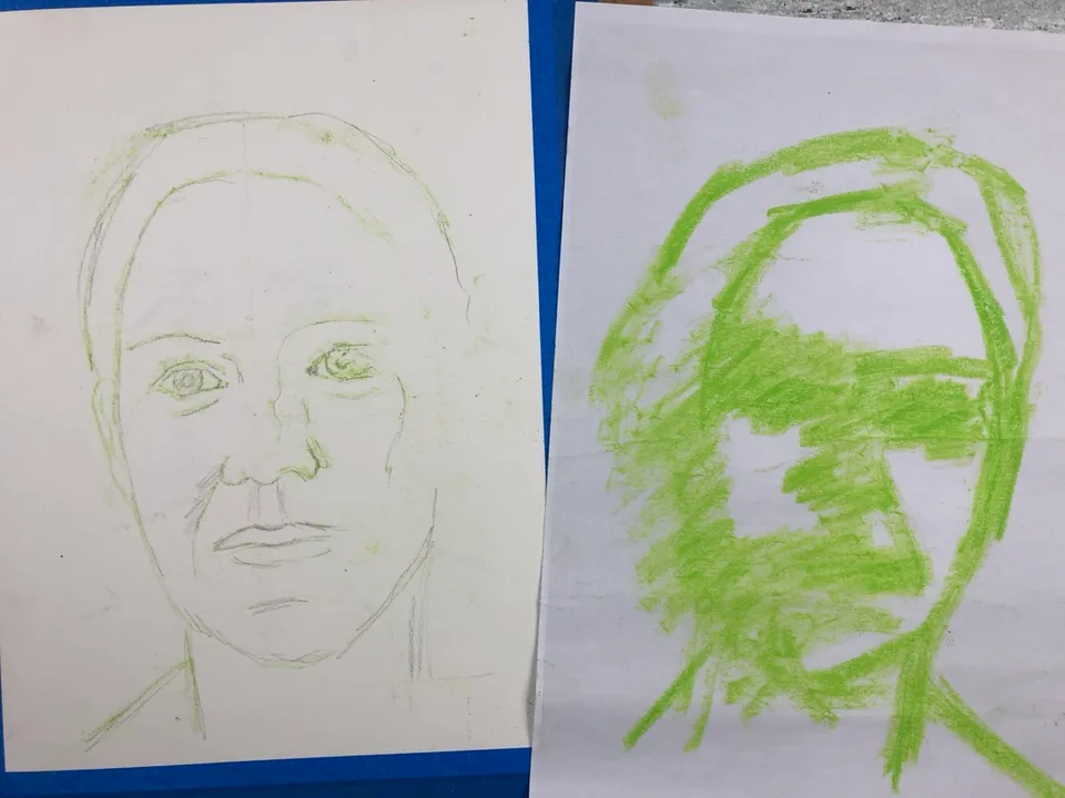 Een portrettekening overtrekken van een referentiefoto