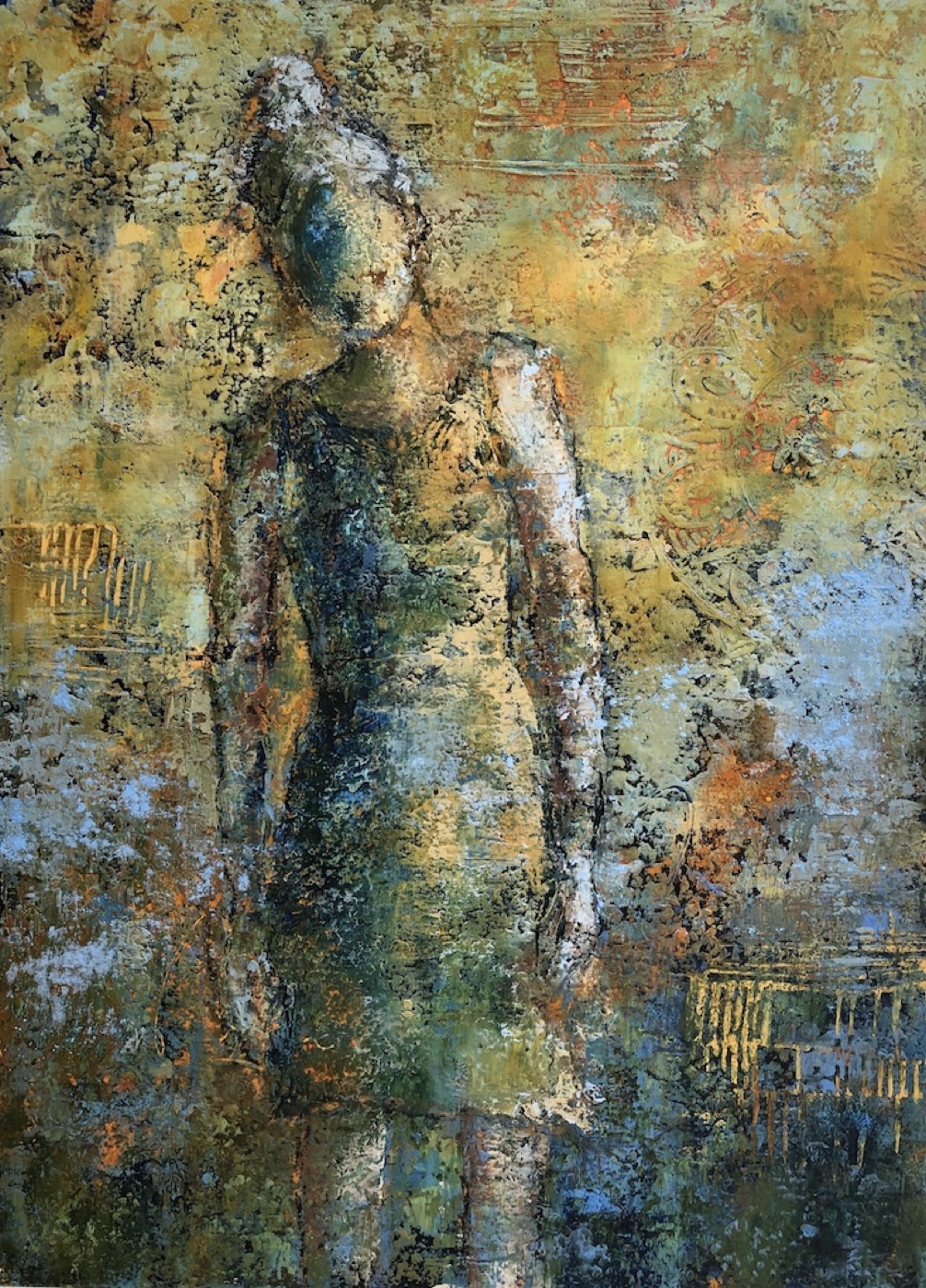 A textured figure painting from the class