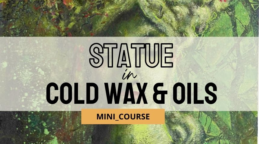 Statue painting in cold wax and oils