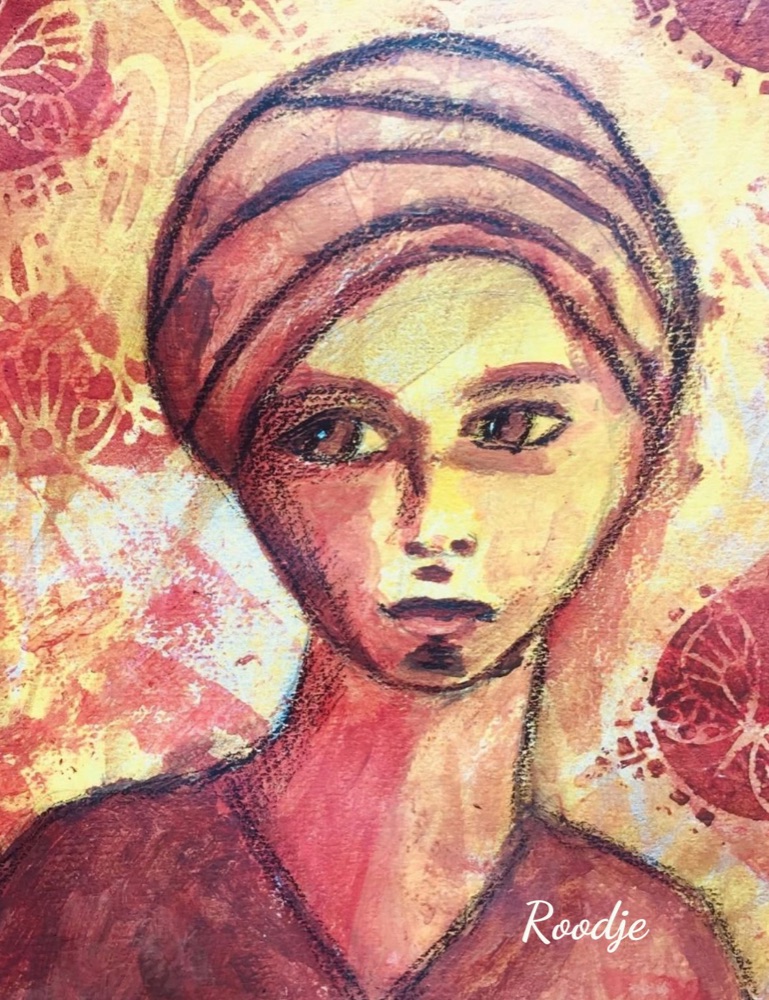 Student artwork — Golden Girls in Cold Wax & Oils
