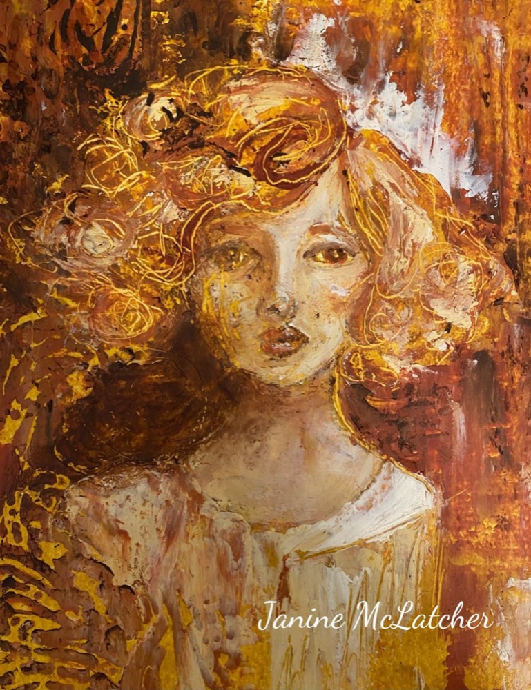 Student artwork — Golden Girls in Cold Wax & Oils