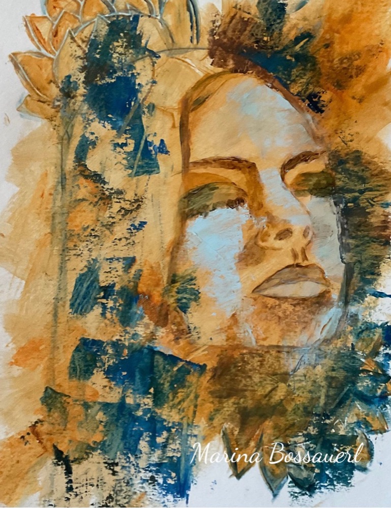 Student artwork — Textured Portraits & Golden Girls