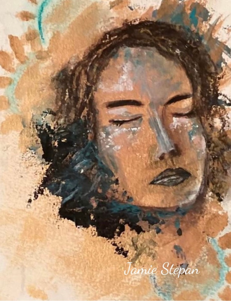 Student artwork — Textured Portraits & Golden Girls
