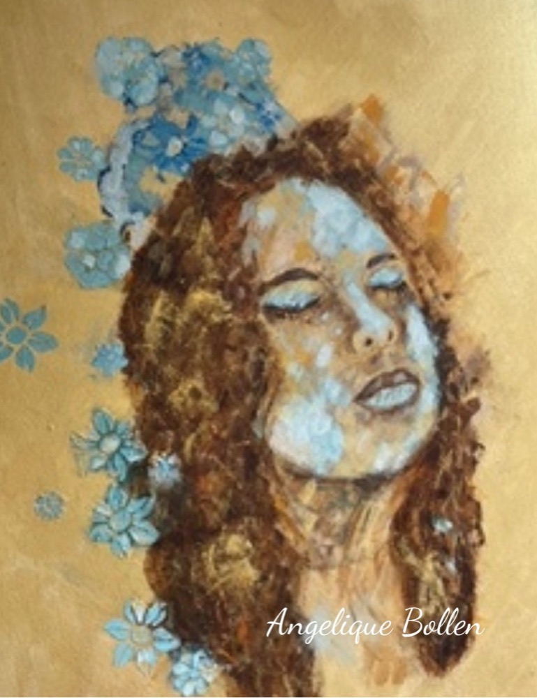 Student artwork — Textured Portraits & Golden Girls